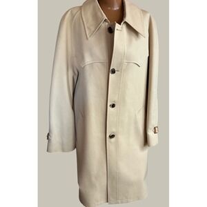 Vintage 70s Trench Coat Western Scalloped Yoke Belted Tan Overcoat 42 Reg